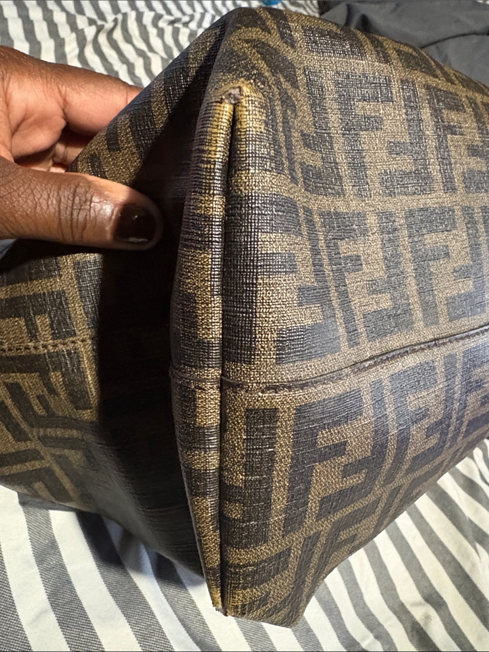 Fendi Monogram Canvas Tote in Brown and Black - Picture 8 of 9